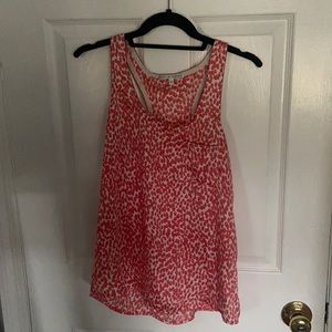 orange patterned silky tank top